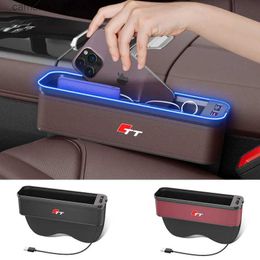 Car Organizer Gm Car Seat Storage Box with Atmosphere Light For Audi TT Cleaning Organizer USB Charging Accessories Q231109