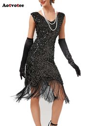 Sequins for Women New Fashion Vintage Elegant Tassel Midi V Neck Sleeveless Chic Evening Dresses