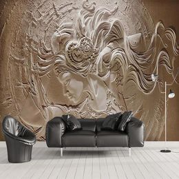 Wallpapers Custom Po European Style 3D Relief Characters Sculpture Self Adhesive Wallpaper Murals Living Room TV Backdrop Walls