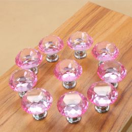 30mm Diamond Crystal Door Knobs Glass Drawer Knobs Kitchen Cabinet Furniture Handle Knob Screw Handles and Pulls Cabinet Furniture 12 LL