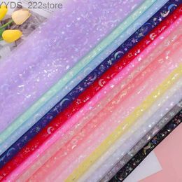 Fabric 1Meter Iridescent Tulle Fabric Rainbow Color Star and Moon Mesh for DIY Baby Girl Skirt Headband Garment Trimming Acceosrries YQ231109