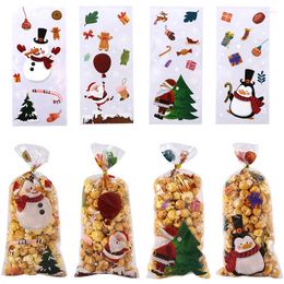 Christmas Decorations 50Pcs Merry Candy Gifts Bag Santa Claus Snowman 2023 Xmas Gift Bags Navidad Noel Cookies Packing Supplies