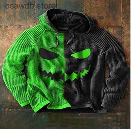 Men's Hoodies Sweatshirts 2023 Halloween Men's New Halloween Contrast Hooded Drawstring Digital Printing Guard T231109