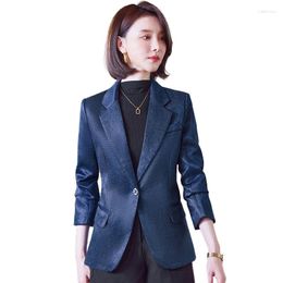 Women's Suits Suit Blazers Autumn Navy Silver Grey Single Button Long Sleeved Professional Office Female Formal Coat Work Uniform