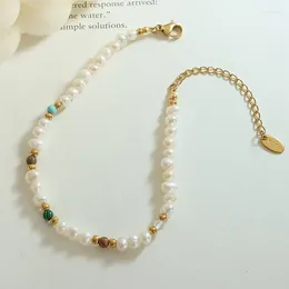 Charm Bracelets Designs Bohemian Fashion Natural Freshwater Pearl Bead Stone Stainless Steel Bracelet For Women Girls