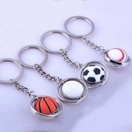 Keychains 3D Sports Rotating Basketball Football Soccer Keychain Car Keyring Key Fob Ball Pendant For Men Jewellery Creative Accessories