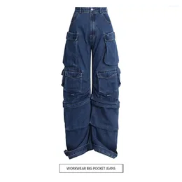 Women's Jeans Wind Bag Wide Leg 2023 Spring Fashion Overalls Hip-hop Cool Series Pants