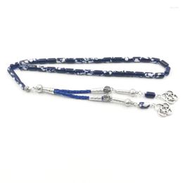 Strand Tasbih Blue Resin Leather Tassel Misbaha Muslim Bracelet Islamic Gift Accessroies Arabic Fashion Jewelry Prayer Beads On Hand