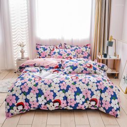 Bedding Sets Printed Cute Flower Girl Twin Set Princess Style Pink Little Flowers Duvet Cover Sheet Pillowcase Quality P852