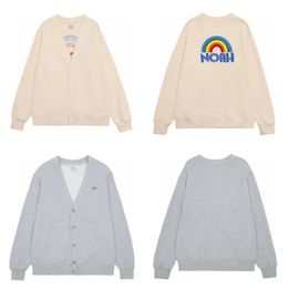 Brand Quality Men Women V Neck Cardigan Sweatshirts Noah Fashion Letter embroidery High street rainbow Casual Tops S-XL