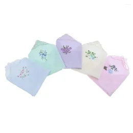 Bow Ties 5pcs Vintage Floral Embroidered Hankies Cotton Pocket Hanky