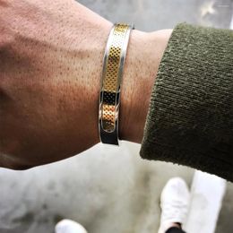 Bangle Ins Hip-hop Punk Stainless Steel Open Bracelet Vintage Hollow Mesh Outlet Bracelets For Men Boys Fashion Jewelry Wholesale