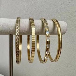 Bangle Various Style Stainless Steel Bracelet Jewelry Inlaid Cubic Zircon Bangles For Women Man Waterproof 2023 Trendy Luxury