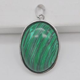 Pendant Necklaces Green Malachite Stone Bead Oval Jewelry For Woman Gift S930