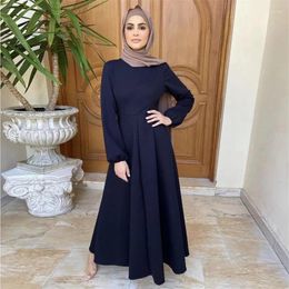 Ethnic Clothing Ramadan Islamic Robe Women Plain Dress Dubai Turkish Modesty Kaftan Elegant Fashion Long Sleeve Maxi Abaya