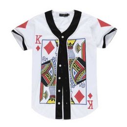 Baseball Jersey Men Stripe Short Sleeve Street Shirts Black White Sport Shirt YAL3001