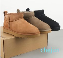 Classic Ultra Mini Shearling Bootie snow boots Soft comfortable Sheepskin Plush fur keep warm boots with card dustbag
