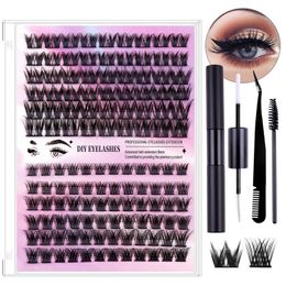 126 Clusters DIY Segmented Eyelashes Extensions Slender & Dense Handmade Reusable Curl Grafted Lashes Soft Light Individual Eyelash