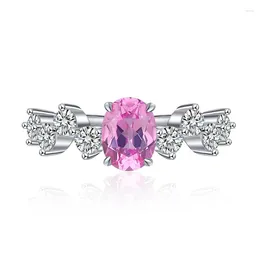 Cluster Rings 2023 925 Silver 1 Egg Shape 6 8 Pink Diamond Ring For Women's Fashion And Celebrity Versatile Style