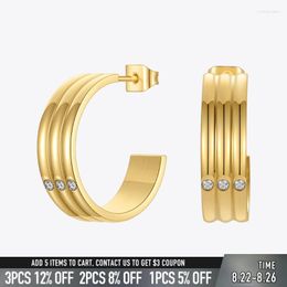 Stud Earrings ENFASHION Stainless Steel Stripe Piercing For Women Gold Color Earring Bulk Pendientes Fashion Jewelry Gifts E1258