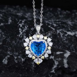 Silver Plated Pendant Necklace Sea Blue Topaz Pendant Necklace With Chain Women's Choker Charms Fashion Jewellery
