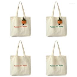 Shopping Bags Canvas Tote Bag Solid Colour Aesthetic With Zipper Book For Totes