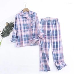 Women's Sleepwear Cotton Flannel Trouser Pyjamas Suit For Women Home Wear Printed Loose Autumn And Winter Long Sleeve Top Pijama Pants