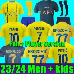 23 24 Al Nassr FC Soccer Jerseys 2023 2024 Home Yellow Away CR7 Gonzalo Martinez Talisca Ghislain Konan Vincent Aboubakar Men Football Shirt Al-Nassr FC