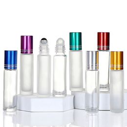 200PCS 10ml Clear Glass Bottle Roll On Empty Fragrance Perfume Essential Oil Bottles With Metal Glass Ball Roller