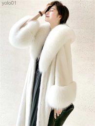 Women's Fur Faux Fur White Mink Fur Coat Women Long Light Luxury Temperament Thick Warmth Faux Mink Fur Jackets 2022 Winter New Korean Chic ClothingL231109