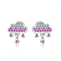 Stud Earrings Ear Studs Inlaid Zircon Cloud Raindrop For Women Creative Personality Trendy 2023 Fashion Jewelry Ladies Simple Gifts