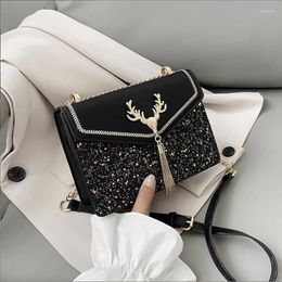 Wallets Women's Fashion Sequin Metal Tassel Small Square Bag Single Shoulder Crossbody Bags Chain Glitter Mobile Phone