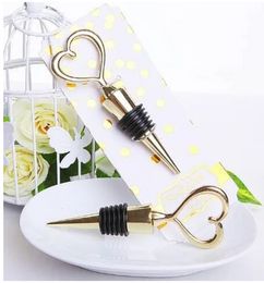 Gold Heart Bottle Stopper Golden Wedding Favours Wine Stoppers Bridal Shower Party Giveaways For Guest C452