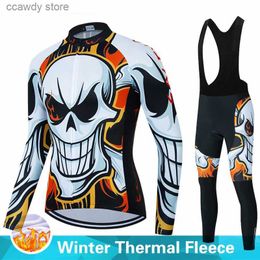 Men's Tracksuits New 2023 Winter Ropa Ciclismo Cycling Clothes Men's Thermal Fece Jersey Suit Outdoor Riding Bike MTB Clothing Bib Pants Set T231109