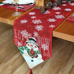 Table Runner Lidafish Christmas Cotton Linen Table Runner Christmas Wedding Restaurant Table Cloth Decoration 183 * 33cm 230408