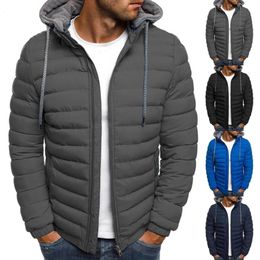 Mens Jackets Oversize Men Detachable Hat Padded Hooded Cardigan Drawstring Winter Thick Warm Jacket Outerwear Top 231109