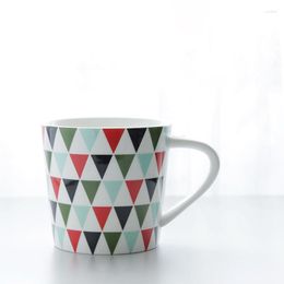 Mugs 1pc Cybil 480ml Ceramic Mug Water Cup For Tea And Milk Modern Geometric Classical Triangles Design