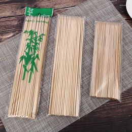 Tools 25/30/35cm 100pcs Bamboo Wooden BBQ Skewers Food Tool Barbecue Party Disposable Long Sticks Catering Grill Camping
