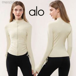Designer Aloo Jacket Yoga Suit Autumn and Winter Slim Fit Fashion Slim Long Sleeve Standing Neck Running Zipper Fitness Top Sports Coat Women
