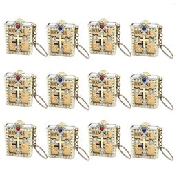 Keychains 12pcs Key Chain Unisex Religious English Baptism Catholic Universal Portable Gift Accessories Cross Bible Plastic Mini Pendant