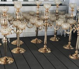 NewCrystal Candle Holder Wedding Candelabra Centrepiece Centre Table Candlestick Lantern stand Party Decor SilverGold home dinner5814773