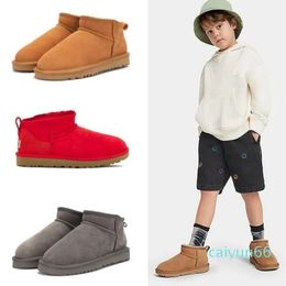 Boy girl children Kids snow boots Sheepskin Plush fur keep warm boots with card dustbag Small Ankle Soft comfortable Casual shoes