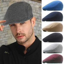 Stingy Brim Hats Autumn Winter British Style Newsboy Beret C Men'S Golf Driving Sun Flat Cabbie Hat Gatsby Ivy C Solid Soft Peaked CL231109