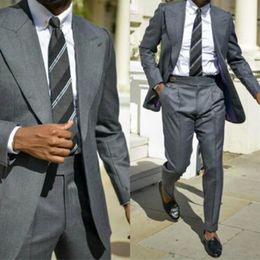 Men's Suits & Blazers Tailor-made Dark Grey Men Suit Groom Wedding Man Prom Dress Slim Fit Mens Tuxedos Jacket Pants Costume Homme Ropa