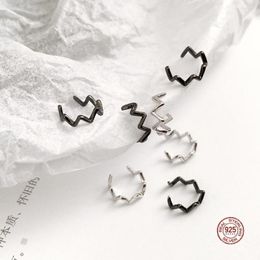 Backs Earrings LKO Real 925 Sterling Silver Simple Wave For Women Ear Cuffs Girl Fashion Jewellery Sweet Clip
