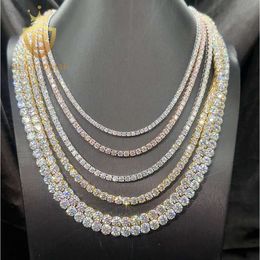 Wholesale Price Fine Pass Diamond Tester S925 Sterling Silver 5mm Moissanite Men Necklaces Tennis Chain