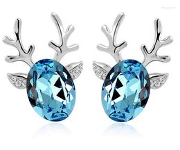 Stud Earrings Christmas Deer Earring Crystal Charming