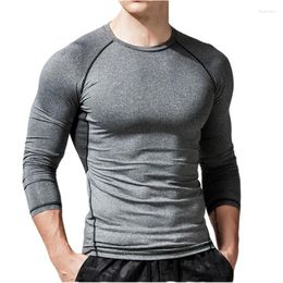 Men's T Shirts Sports Quick Drying T-shirt Tight Fitting Elastic Fitness Suit Compression Long Sleeved Clothes