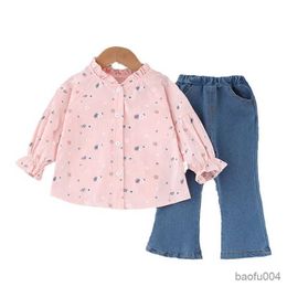 Clothing Sets New Spring Autumn Baby Clothes Suit Children Girls Fashion Shirt Pants 2Pcs/Sets Casual Costume Infant Kids