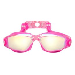 Goggles Swimming adult waterproof anti fog glasses silicone nose clip earrings and electroplated swimming goggles P230601